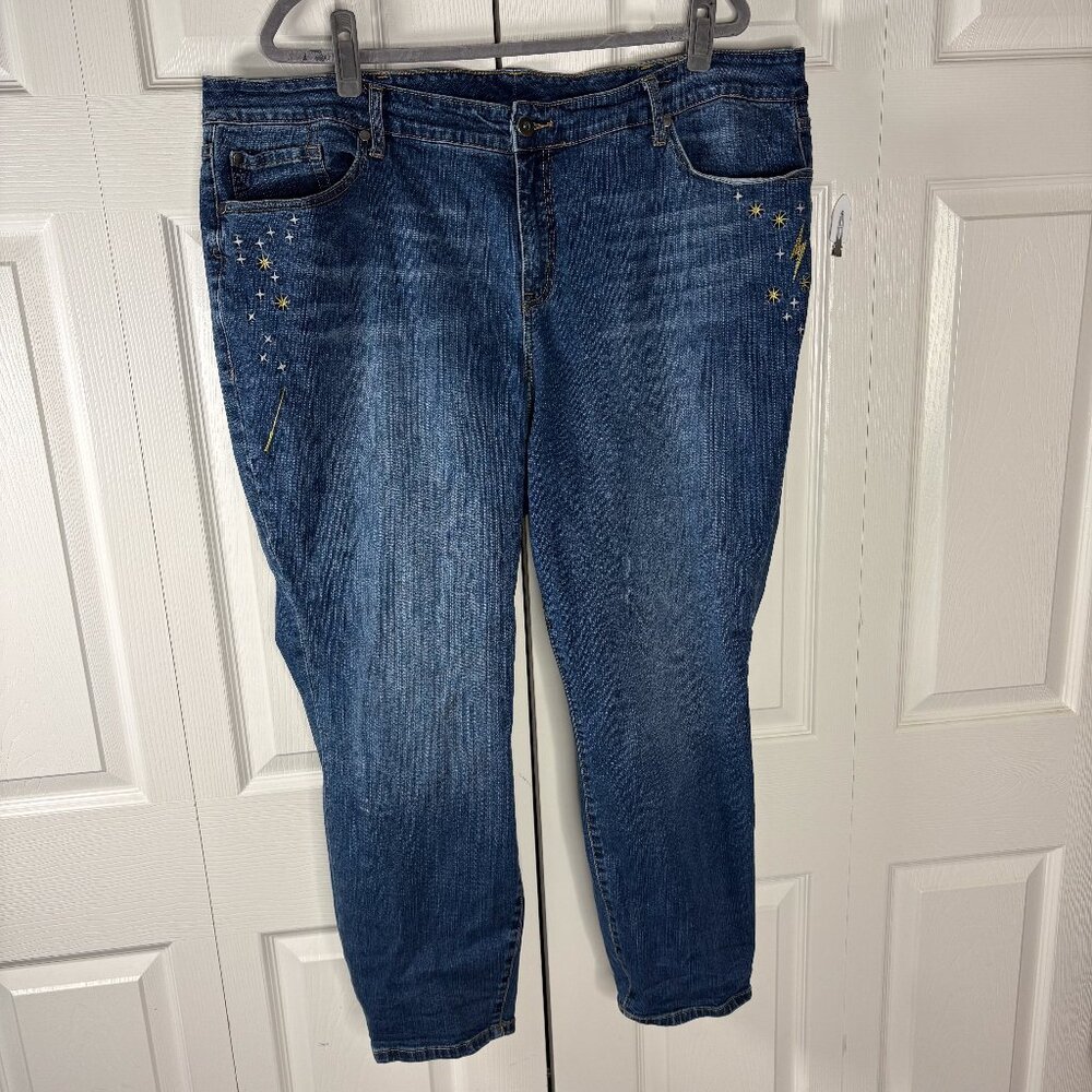 Harry Potter Embroidered Star & Lightning Bolt Jeans Plus Size 26